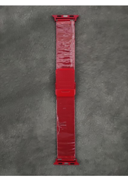 Apple Watch Tokalı Hasır Metal Kordon (38 mm / 40 mm / 41 mm Seriler /se/ ile Uyumlu) Kırmızı modelleri