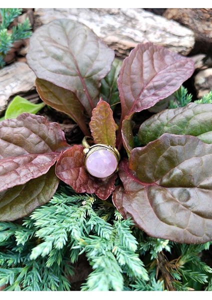 Doğal Taş Pembe Kuvars Doğal Taşlı Ayarlanabilir Yuvarlak Yüzük fiyatları