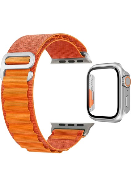 Apple Watch 41MM ile Uyumlu Kancalı Kumaş Kordon + Ekran Kasa Koruyuculu Kılıf - FC268