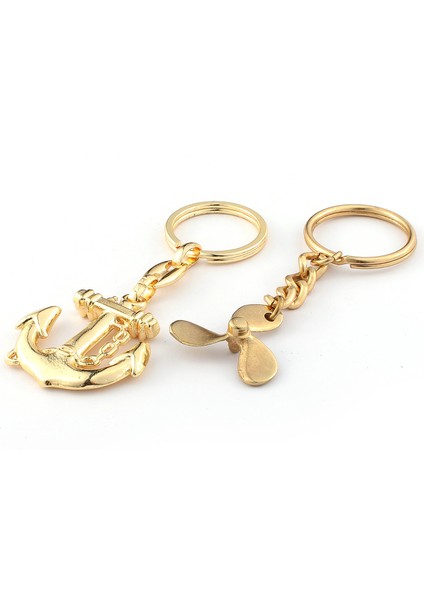 Denizci 3D Çapa ve Pervane Anahtarlık Gold ''newlifepromosyon'' MDL10