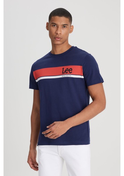 L211912410 Lee Erkek Baskılı T-Shirt Navy