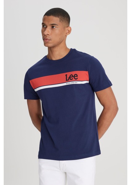 L211912410 Lee Erkek Baskılı T-Shirt Navy