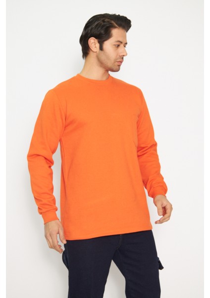 Orange Safety Sweat T-Shırt Bisiklet Yaka Kışlık Uzun Kol