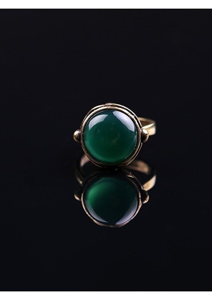 Doğal Taş Yeşil Akik Doğal Taşlı Ayarlanabilir Yuvarlak Taşlı Yüzük fiyatları