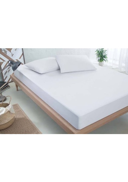 120 x 200CM Ebatında Tek Kişilik Sıvı Geçirmez Yatak Alezi Yatak Koruyucu Çarşaf Beyaz Renkk Pamuklu Fıtedd