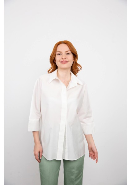 Beyaz Sırtı Dikişli Gold Düğmeli Keten Gömlek fiyatları