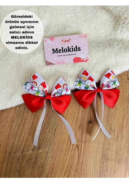 Melo Kids 23 Nisan Türk Bayrağı Klipsli 2 Adet Toka