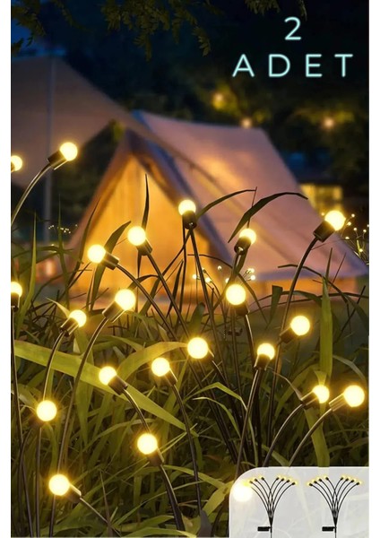 8 Led'li Güneş Enerjili Ateş Böceği Çiçek Lamba (2 adet)