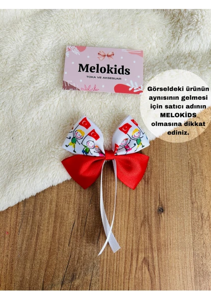 Melo Kids Türk Bayrağı Çocuklar 23 Nisan Kurdele Fiyonk Klipsli Toka