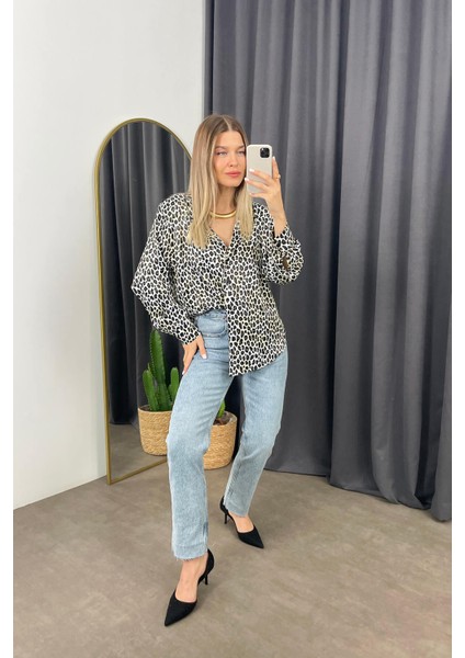 Leopar Desenli Vatkalı Saten Gömlek fiyatları