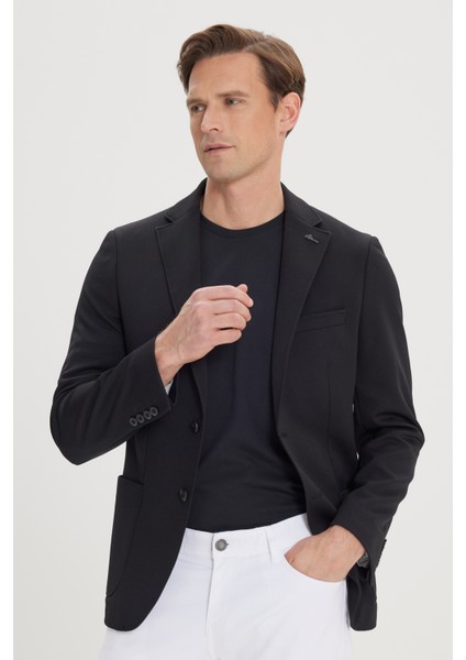ALTINYILDIZ CLASSICS Erkek Siyah Slim Fit Dar Kesim Mono Yaka Casual Blazer Ceket modelleri