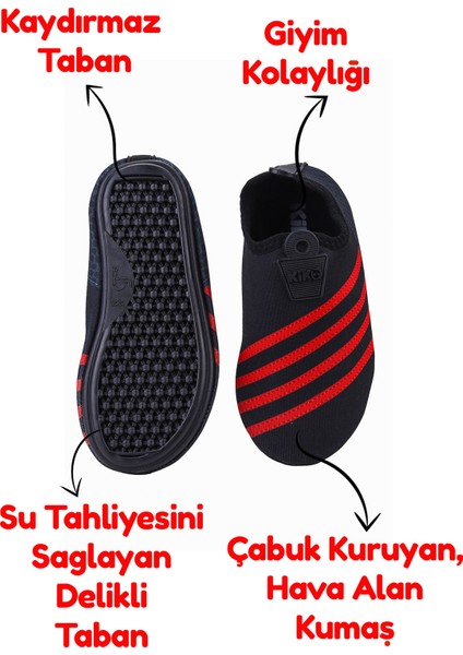 Kiko Kids Point Havuz Plaj Kız Çocuk Deniz Ayakkabısı 7514 Siyah - Turuncu