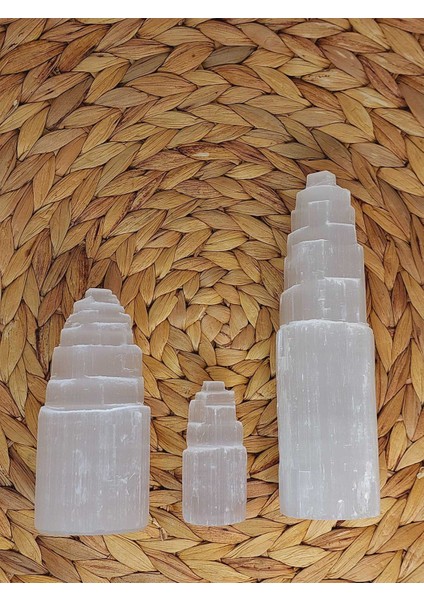 Selenit Taşı Üçlü Kule Set 6-10-15CM