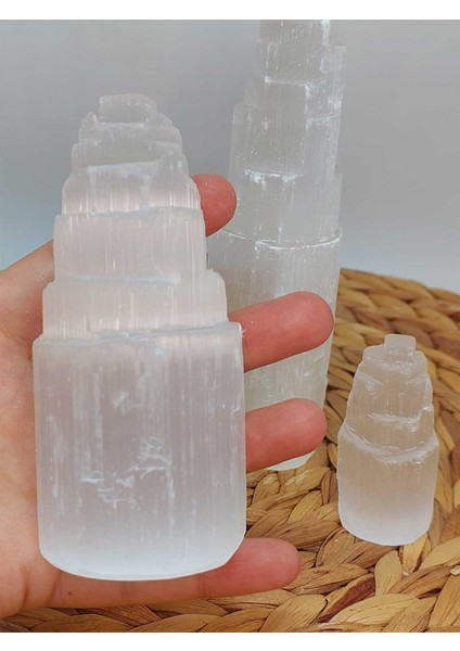 Selenit Taşı Üçlü Kule Set 6-10-15CM modelleri