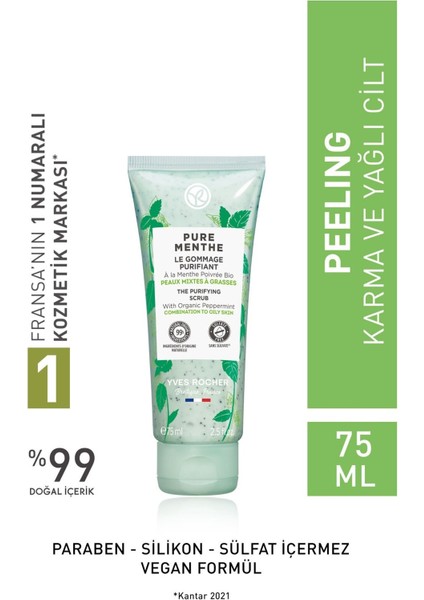 Karma ve Yağlı Ciltler Için Pure Menthe Prebiyotik Yüz Peeling-75 ml