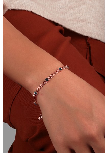 925 Ayar Rose Kaplamalı Mistik Topaz Taşlı Gümüş Bileklik fiyatları