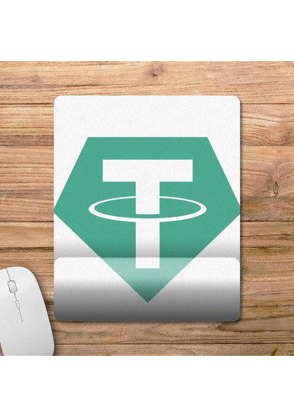 Tether Coin - Kripto - Cryptocurrency Bilek Destekli Mousepad Model - 1