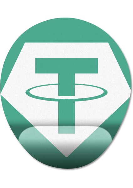 Tether Coin - Kripto - Cryptocurrency Bilek Destekli Mousepad Model - 2 Oval
