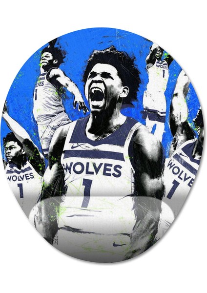 Anthony Edwards - Nba Bilek Destekli Mousepad Model - 2 Oval