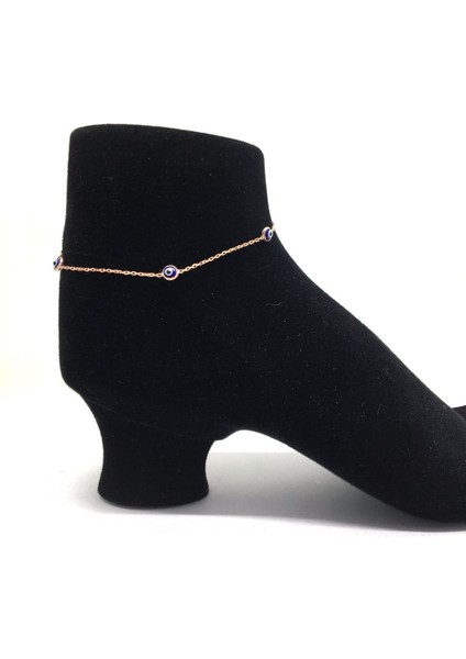 925 Ayar Rose Kaplamalı Laci Nazar Göz Gümüş Halhal