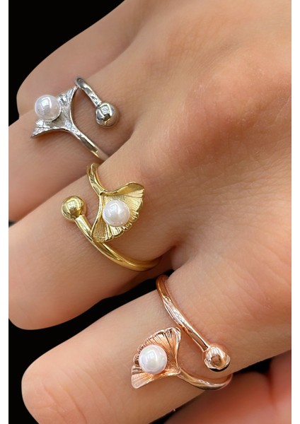 925 Ayar Rodyum Kaplamalı Incili Istiridye Kabuğu Gümüş Yüzük fiyatları