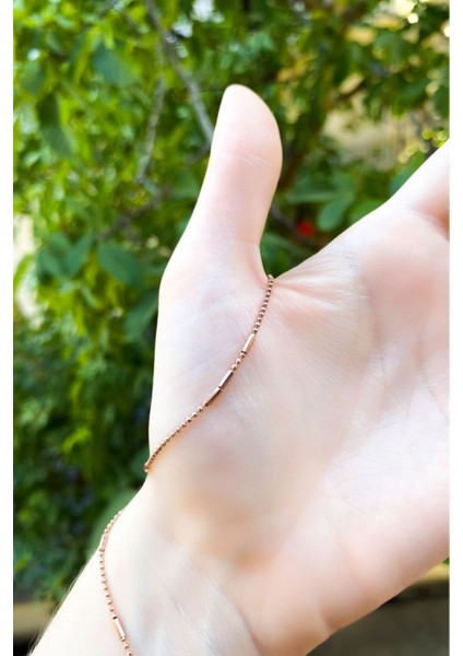 925 Ayar Top Zincirli Rose Renk Gümüş Şahmeran Bileklik fiyatları