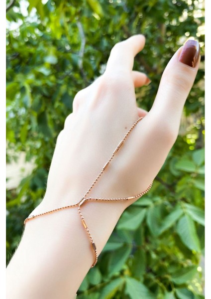 925 Ayar Top Zincirli Rose Renk Gümüş Şahmeran Bileklik modelleri