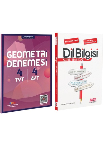 Etkili Matematik 2024 TYT AYT Geometri Denemesi - AKM 2024 TYT KPSS Dil Bilgisi Soru Bankası 2'li Set
