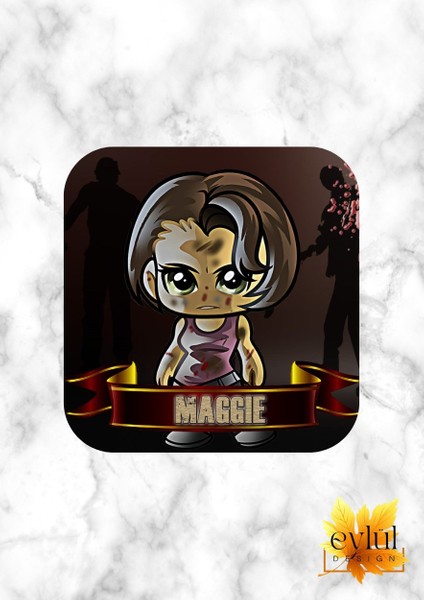 The Walking Dead Maggie Baskılı Özel Tasarım Baskılı Mdf Kare Bardak Altlığı