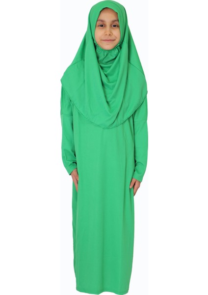 Açık Yeşil Çocuk Fermuarsız Namaz Elbisesi 1