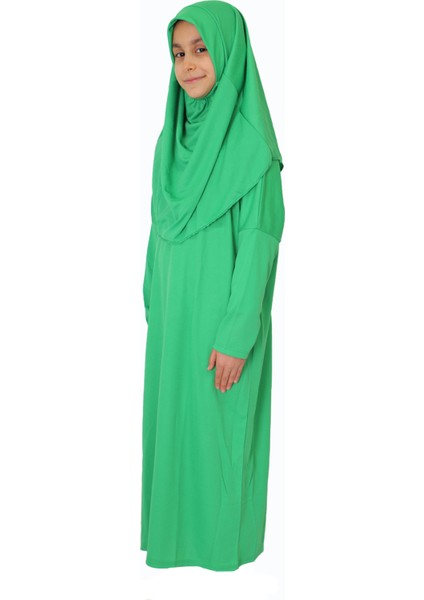 Açık Yeşil Çocuk Fermuarsız Namaz Elbisesi 1
