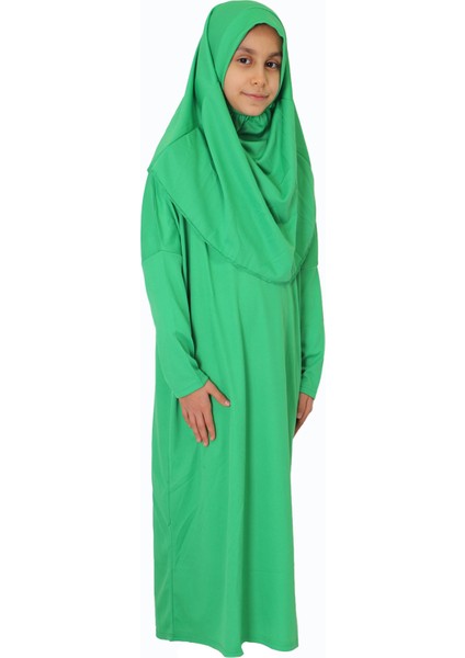 Açık Yeşil Çocuk Fermuarsız Namaz Elbisesi 1