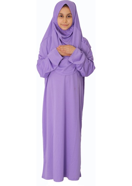 Lila Çocuk Fermuarsız Namaz Elbisesi 2
