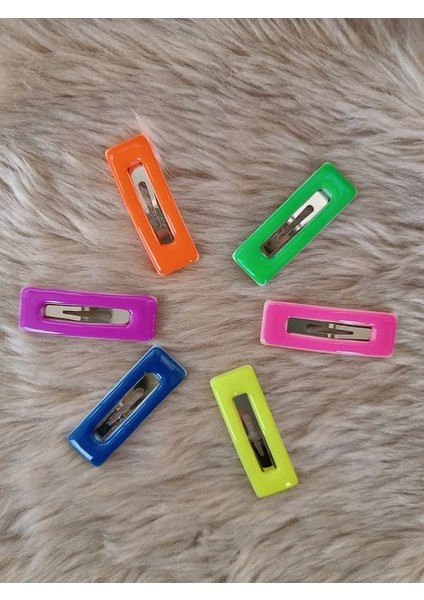 6 Lı Dikdörtgen Model Neon Karışık Renk Çıt Çıt Toka modelleri