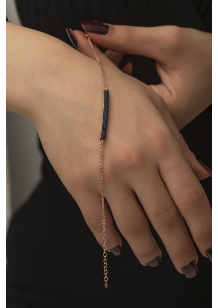 925 Ayar Rose Kaplamalı Laci Taşlı Tasarım Gümüş Bileklik fiyatları