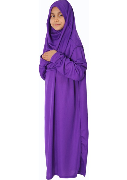Açık Menekşe Moru Çocuk Fermuarsız Namaz Elbisesi 2 fiyatları