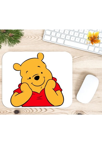 Winnie The Pooh Temalı Renkli Baskılı Özel Tasarım Dikdörtgen Kaydırmaz Mousepad