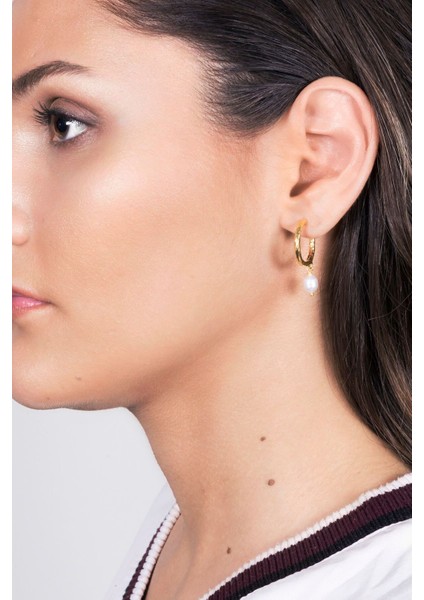 925 Ayar Gold Kaplamalı Incili Halka Gümüş Küpe fiyatları