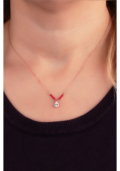 925 Ayar Rose Kaplamalı Mercan Boncuklu Beyaz Damla Zirkon Taşlı Gümüş Kolye fiyatları