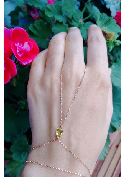 925 Ayar Rose Kaplamalı Damla Kesim Sarı Taşlı gümüş şahmeran