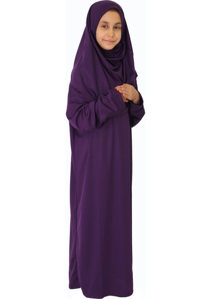 Mor Çocuk Fermuarsız Namaz Elbisesi 2 modelleri
