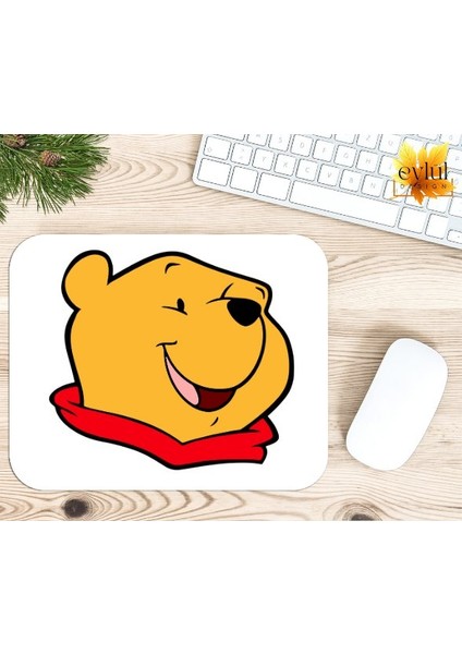 Winnie The Pooh Temalı Renkli Baskılı Özel Tasarım Dikdörtgen Kaydırmaz Mousepad