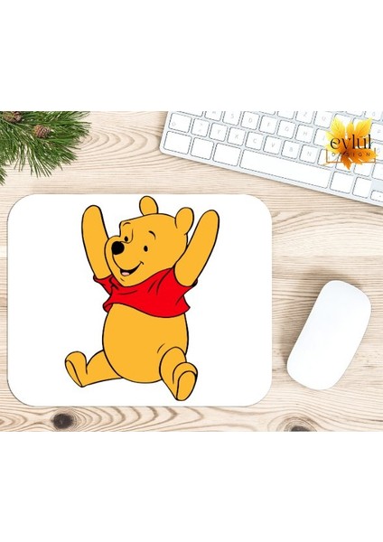 Winnie The Pooh Temalı Renkli Baskılı Özel Tasarım Dikdörtgen Kaydırmaz Mousepad