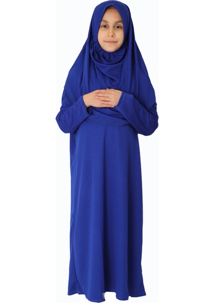 Koyu Mavi Çocuk Fermuarsız Namaz Elbisesi 1