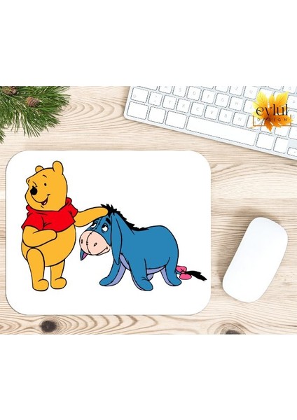 Winnie The Pooh Temalı Renkli Baskılı Özel Tasarım Dikdörtgen Kaydırmaz Mousepad