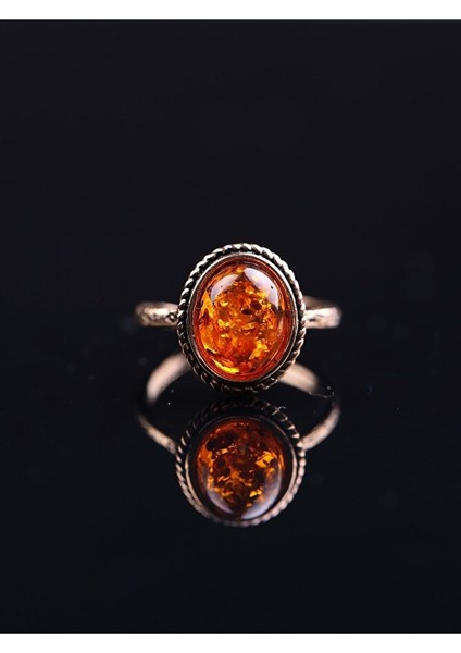 Doğal Taşlı Kehribar Ayarlanabilir Yüzük Orta Boy fiyatları