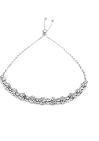 925 Ayar Rodyum Kaplamalı Dorika Taşlı Asansörlü Gümüş Bileklik