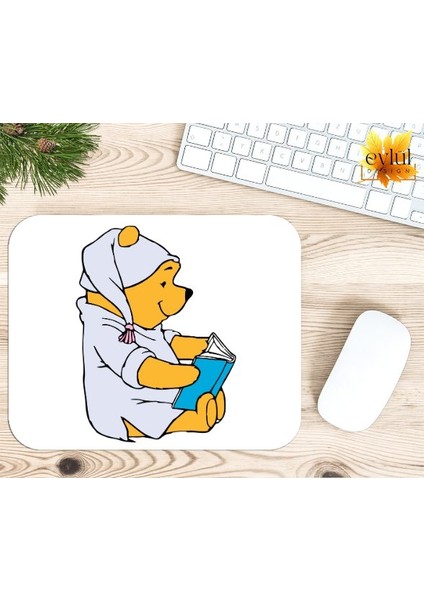 Eylül Design Winnie The Pooh Temalı Renkli Baskılı Özel Tasarım Dikdörtgen Kaydırmaz Mousepad