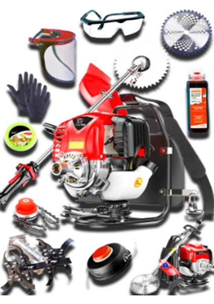 Spech Power Usa Çelik Piston 14HP-X Benzinli Çapalı Sırt Tipi Çim Çalı Ot Biçme Tırpan Makinesi