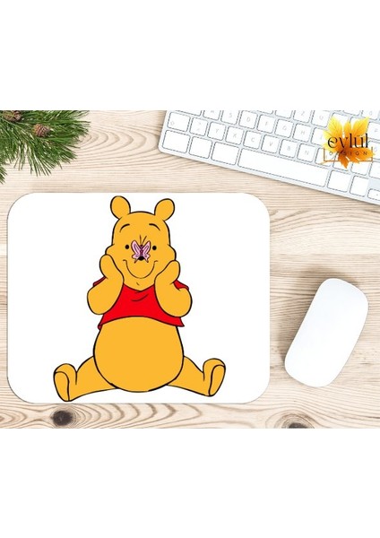 Eylül Design Winnie The Pooh Temalı Renkli Baskılı Özel Tasarım Dikdörtgen Kaydırmaz Mousepad